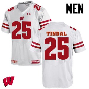 Men's Wisconsin Badgers NCAA #25 Derrick Tindal White Authentic Under Armour Stitched College Football Jersey PI31V45OK